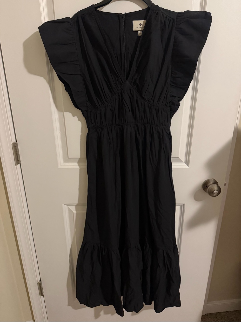 Tuckernuck Women’s Black Ruffle-Sleeve Dress